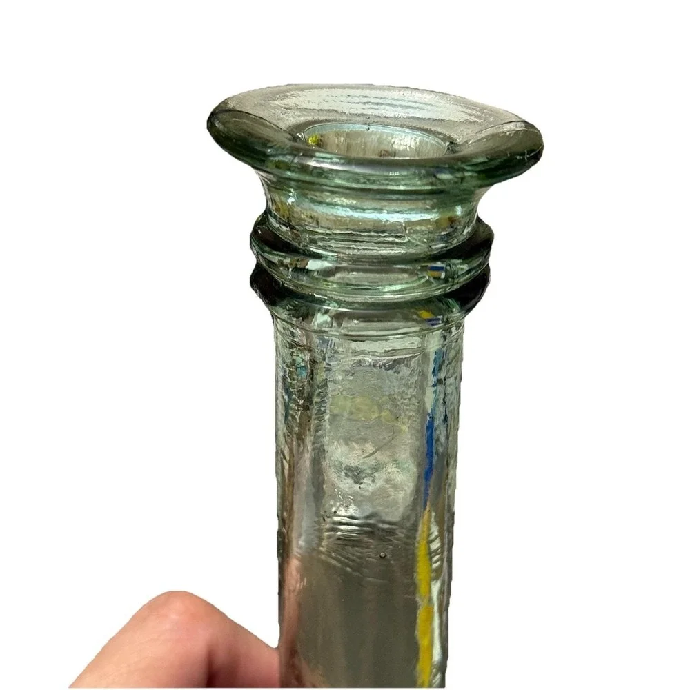 Vintage Green‎ Glass Candlestick Holder 11
